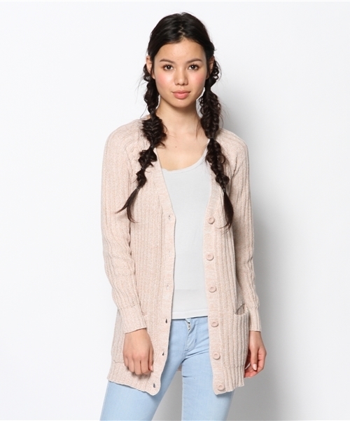 Kastane（カスタネ）の「畦ニットロングCD（カーディガン/ボレロ・レディース・ネイビー/イエロー/ベビーピンク/アイボリー・FREE）」の7枚目の写真