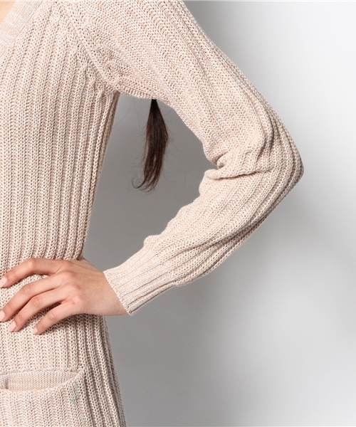 Kastane（カスタネ）の「畦ニットロングCD（カーディガン/ボレロ・レディース・ネイビー/イエロー/ベビーピンク/アイボリー・FREE）」の8枚目の写真