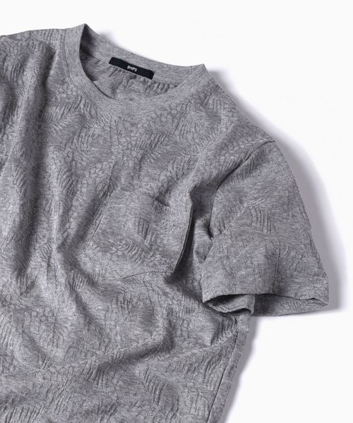 SHIPS（シップス）の「SC: MADE IN JAPAN モチーフ ジャガード/リーフ ポケット Tシャツ□（Tシャツ/カットソー・メンズ・グレー/ネイビー/ホワイト/グリーン/オリーブ・LARGE/MEDIUM/SMALL/X-LARGE）」の3枚目の写真