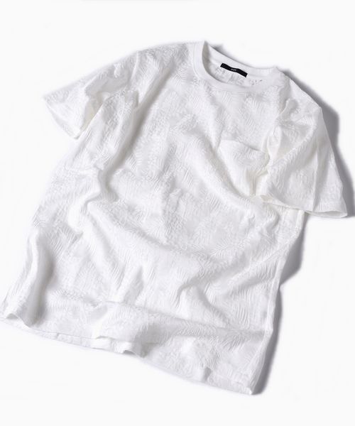 SHIPS（シップス）の「SC: MADE IN JAPAN モチーフ ジャガード/リーフ ポケット Tシャツ□（Tシャツ/カットソー・メンズ・グレー/ネイビー/ホワイト/グリーン/オリーブ・LARGE/MEDIUM/SMALL/X-LARGE）」の6枚目の写真