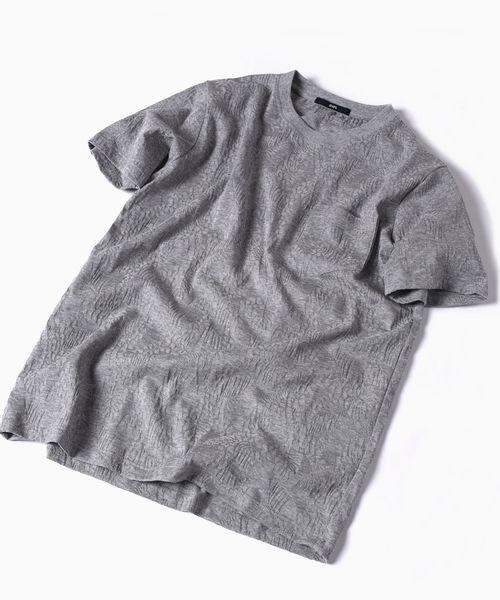 SHIPS（シップス）の「SC: MADE IN JAPAN モチーフ ジャガード/リーフ ポケット Tシャツ□（Tシャツ/カットソー・メンズ・グレー/ネイビー/ホワイト/グリーン/オリーブ・LARGE/MEDIUM/SMALL/X-LARGE）」の7枚目の写真