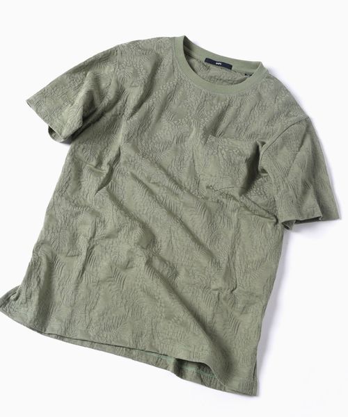 SHIPS（シップス）の「SC: MADE IN JAPAN モチーフ ジャガード/リーフ ポケット Tシャツ□（Tシャツ/カットソー・メンズ・グレー/ネイビー/ホワイト/グリーン/オリーブ・LARGE/MEDIUM/SMALL/X-LARGE）」の8枚目の写真