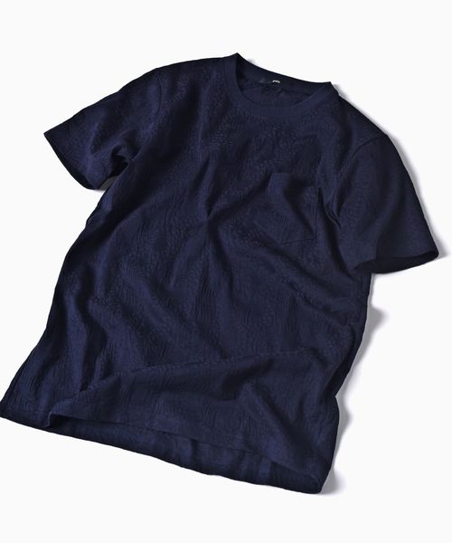 SHIPS（シップス）の「SC: MADE IN JAPAN モチーフ ジャガード/リーフ ポケット Tシャツ□（Tシャツ/カットソー・メンズ・グレー/ネイビー/ホワイト/グリーン/オリーブ・LARGE/MEDIUM/SMALL/X-LARGE）」の9枚目の写真
