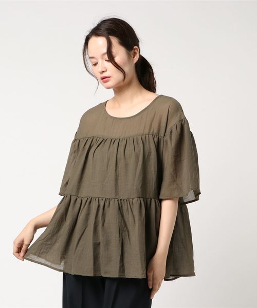 earth music&ecology(アースミュージックアンドエコロジー)の「・ティアードブラウス(シャツ/ブラウス・レディース・キャメル/カーキ/ブラック/ライトベージュ・FREE)」の3枚目の写真