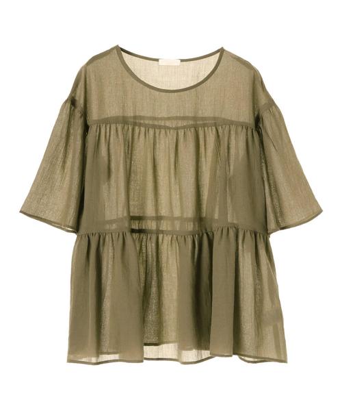 earth music&ecology(アースミュージックアンドエコロジー)の「・ティアードブラウス(シャツ/ブラウス・レディース・キャメル/カーキ/ブラック/ライトベージュ・FREE)」の12枚目の写真