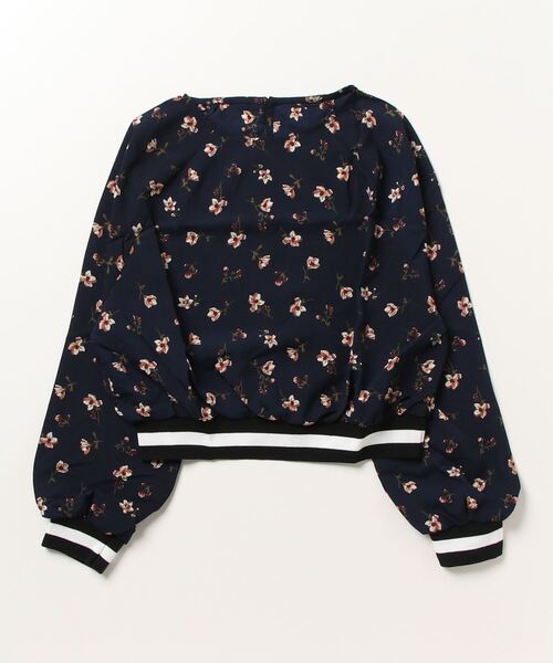 STYLEBLOCK（スタイルブロック）の「ジョーゼット花柄ラインリブブラウス（シャツ/ブラウス・レディース・グリーン/アイボリー/ボルドー/ネイビー・M）」の3枚目の写真