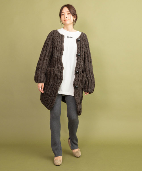 audrey and john wad（オードリーアンドジョンワッド）の「サイドスリット リブレギンス（レギンス/スパッツ・レディース・チャコールグレー/ブラック/ブラウン・S/M）」の4枚目の写真