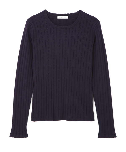 NATURAL BEAUTY BASIC（ナチュラルビューティーベーシック）の「ミニウェーブニット（ニット/セーター・レディース・ネイビー/オフホワイト/ブルー・MEDIUM）」の7枚目の写真