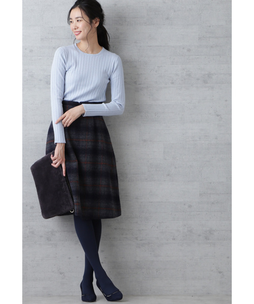 NATURAL BEAUTY BASIC（ナチュラルビューティーベーシック）の「ミニウェーブニット（ニット/セーター・レディース・ネイビー/オフホワイト/ブルー・MEDIUM）」の9枚目の写真