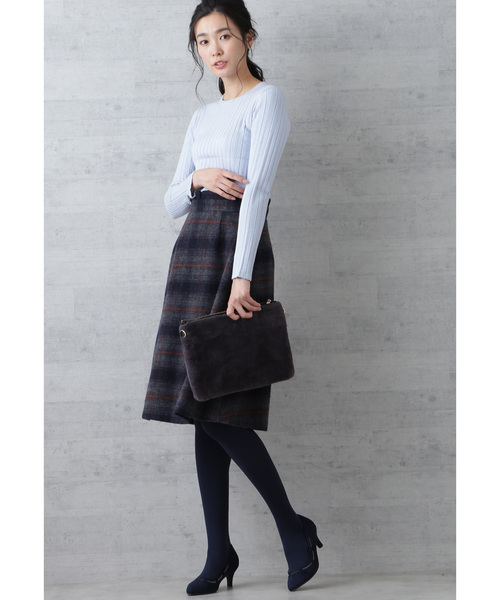 NATURAL BEAUTY BASIC（ナチュラルビューティーベーシック）の「ミニウェーブニット（ニット/セーター・レディース・ネイビー/オフホワイト/ブルー・MEDIUM）」の10枚目の写真