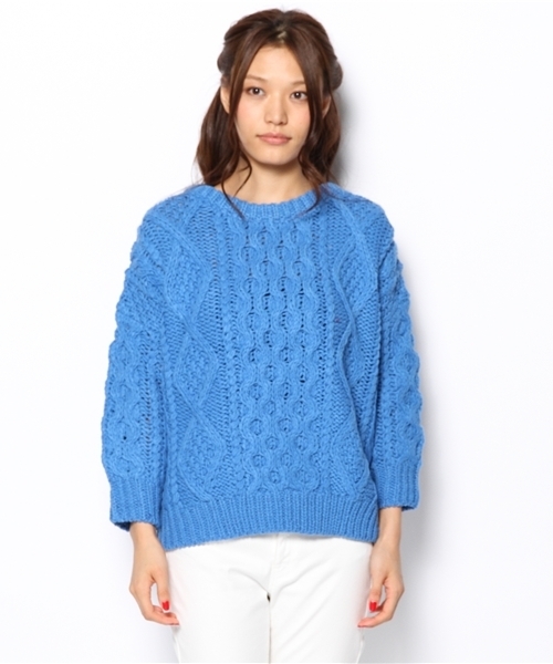 laule'a sunny side store(ラウレアサニーサイドストア)の「バルキーケーブルニット(ニット/セーター・レディース・杢グレー/ブルー/ベージュ/オフホワイト/ネイビー・FREE)」の6枚目の写真