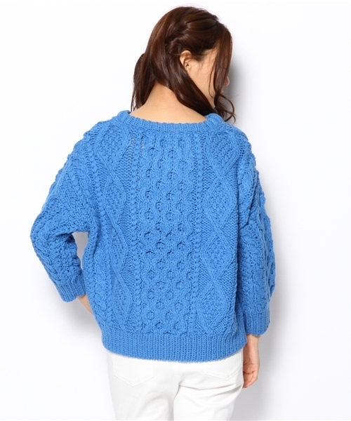 laule'a sunny side store(ラウレアサニーサイドストア)の「バルキーケーブルニット(ニット/セーター・レディース・杢グレー/ブルー/ベージュ/オフホワイト/ネイビー・FREE)」の8枚目の写真