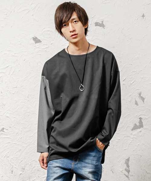 MinoriTY（マイノリティ）の「ビッグシルエットTRパネルプルオーバー（Tシャツ/カットソー・メンズ・ブルー系その他/ブラック系その他/レッド系その他/グレー系その他・M/L）」の2枚目の写真