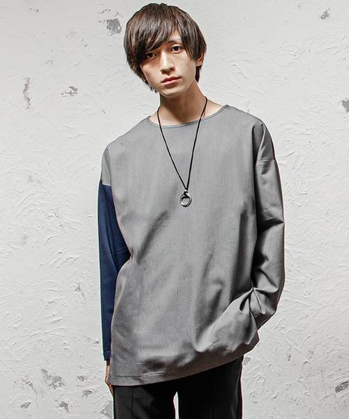 MinoriTY（マイノリティ）の「ビッグシルエットTRパネルプルオーバー（Tシャツ/カットソー・メンズ・ブルー系その他/ブラック系その他/レッド系その他/グレー系その他・M/L）」の3枚目の写真