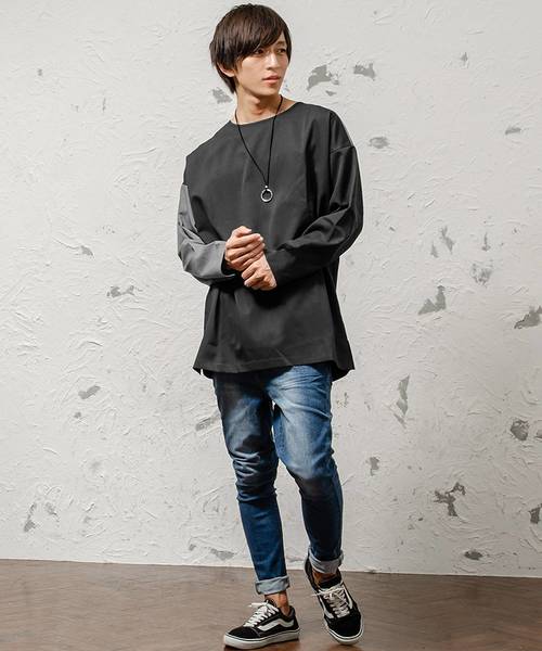 MinoriTY（マイノリティ）の「ビッグシルエットTRパネルプルオーバー（Tシャツ/カットソー・メンズ・ブルー系その他/ブラック系その他/レッド系その他/グレー系その他・M/L）」の9枚目の写真