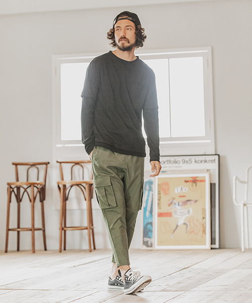 CAMBIO(カンビオ)の「mp6768-Stretch Saruel Tight Tapered Cargo Pants カーゴパンツ(カーゴパンツ・メンズ・オリーブ/ネイビー/ブラック・L/M/S)」の7枚目の写真