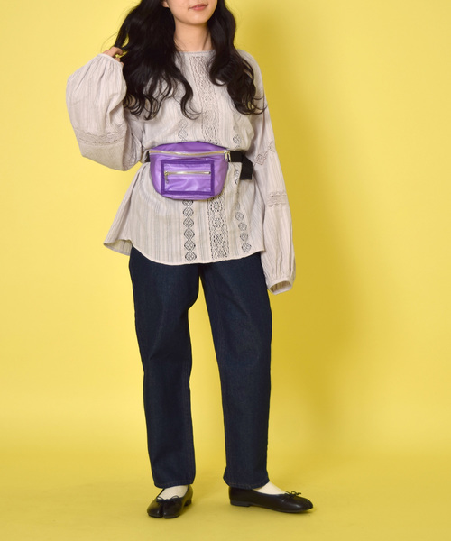 w closet（ダブルクローゼット）の「ストライプドビーレース切替ブラウス（シャツ/ブラウス・レディース・ホワイト/キナリ/ライトグレー・FREE）」の14枚目の写真