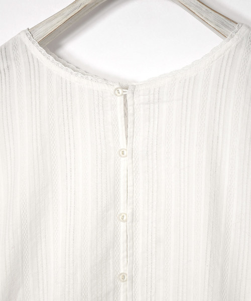 w closet（ダブルクローゼット）の「ストライプドビーレース切替ブラウス（シャツ/ブラウス・レディース・ホワイト/キナリ/ライトグレー・FREE）」の18枚目の写真