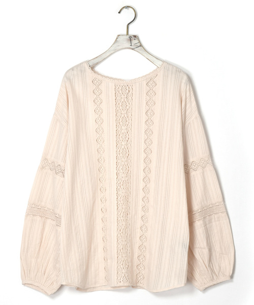 w closet（ダブルクローゼット）の「ストライプドビーレース切替ブラウス（シャツ/ブラウス・レディース・ホワイト/キナリ/ライトグレー・FREE）」の21枚目の写真