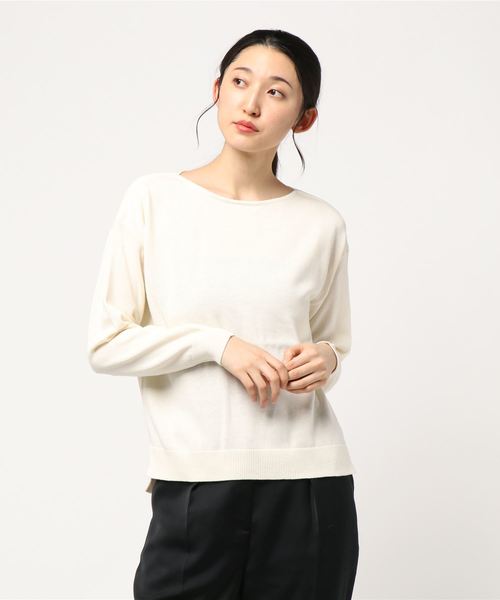 AMERICAN HOLIC（アメリカンホリック）の「ボートネックニットプルオーバー（ニット/セーター・レディース・ベージュ/ネイビー/アイボリー/ブルーグリーン・M/L）」の2枚目の写真