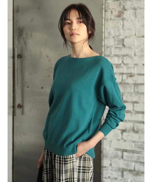 AMERICAN HOLIC（アメリカンホリック）の「ボートネックニットプルオーバー（ニット/セーター・レディース・ベージュ/ネイビー/アイボリー/ブルーグリーン・M/L）」の12枚目の写真