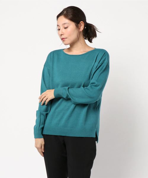 AMERICAN HOLIC（アメリカンホリック）の「ボートネックニットプルオーバー（ニット/セーター・レディース・ベージュ/ネイビー/アイボリー/ブルーグリーン・M/L）」の5枚目の写真