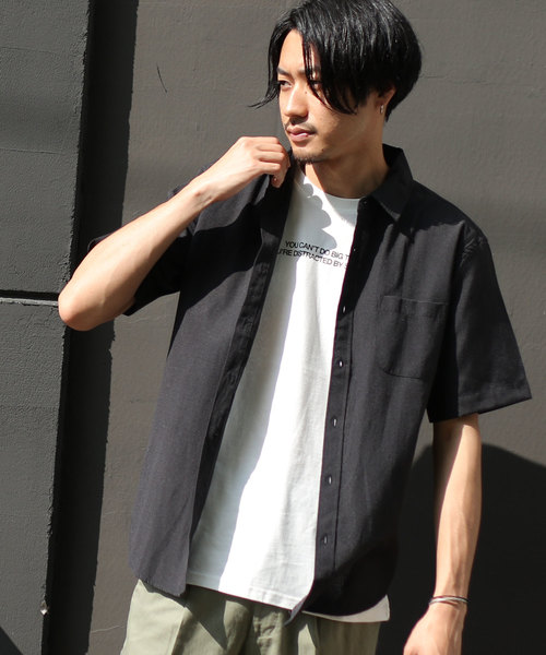 ZIP FIVE(ジップファイブ)の「【ZIP FIVE】【接触冷感】【吸水速乾】 半袖リネンシャツ(シャツ/ブラウス・メンズ・ホワイト/ブラック/ベージュ/ネイビー/カーキ/サックスブルー/ホワイト×ネイビー/ブラック系その他/ベージュ系その他/ブルー系その他・SMALL/MEDIUM/LARGE/X-LARGE)」の4枚目の写真