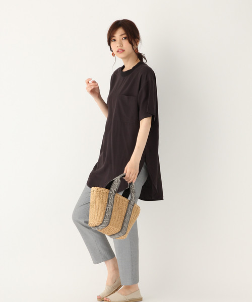 GLOBAL WORK（グローバルワーク）の「ラウンドヘムフハクチュニック【吸水速乾】/835371（シャツ/ブラウス・レディース・ホワイト/ブラック/その他/キャメル・FREE）」の8枚目の写真