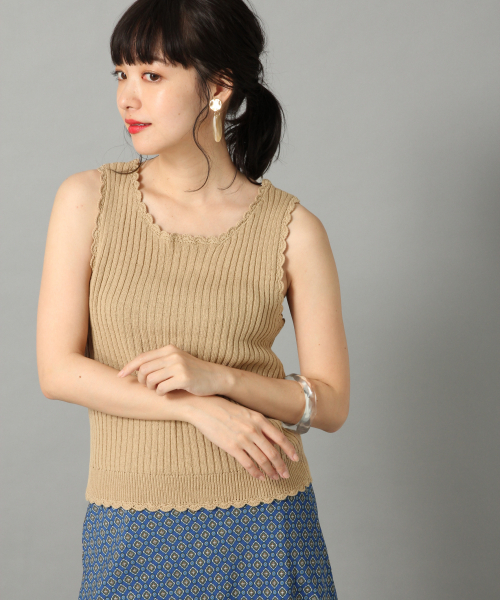 LOWRYS FARM（ローリーズファーム）の「カギバリリブタンク　838082（ニット/セーター・レディース・ブラウン/オフホワイト/ブラック/ベージュ・FREE）」の4枚目の写真