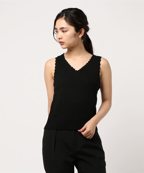 LOWRYS FARM（ローリーズファーム）の「カギバリリブタンク　838082（ニット/セーター・レディース・ブラウン/オフホワイト/ブラック/ベージュ・FREE）」の12枚目の写真