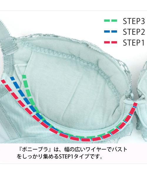 BRADELIS NEWYORK（ブラデリスニューヨーク）の「育乳STEP1　ボニーブラ　【3ステップでバストを育てるブラジャー　ステップ1　"集める"】（ブラジャー・レディース・ネイビー/ブルー系その他/ピンクベージュ・B65/B70/C70/D70/B75/C65/C75/D65/D75/E65/E70/E75/F65/F70/F75/G65/G70/G75/F80/G80）」の11枚目の写真