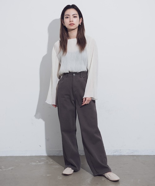 Aunt Marie's(アントマリーズ)の「AUNT MARIE'S コットンストレートパンツ(その他パンツ・レディース・ナチュラル/ブラウン・FREE)」の4枚目の写真