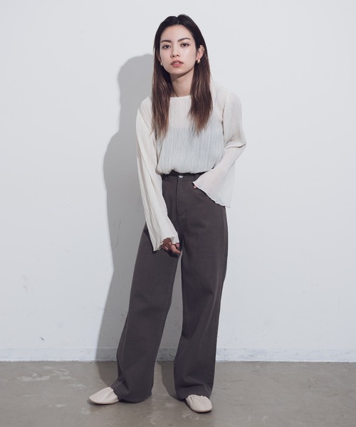 Aunt Marie's(アントマリーズ)の「AUNT MARIE'S コットンストレートパンツ(その他パンツ・レディース・ナチュラル/ブラウン・FREE)」の5枚目の写真