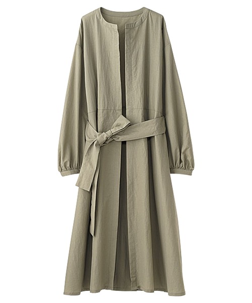 BELLUNA（ベルーナ）の「ベルト付タック使いロングガウンコート（その他アウター・レディース・ネイビー/グレイッシュベージュ/オリーブ・LARGE/MEDIUM/X-LARGE）」の5枚目の写真