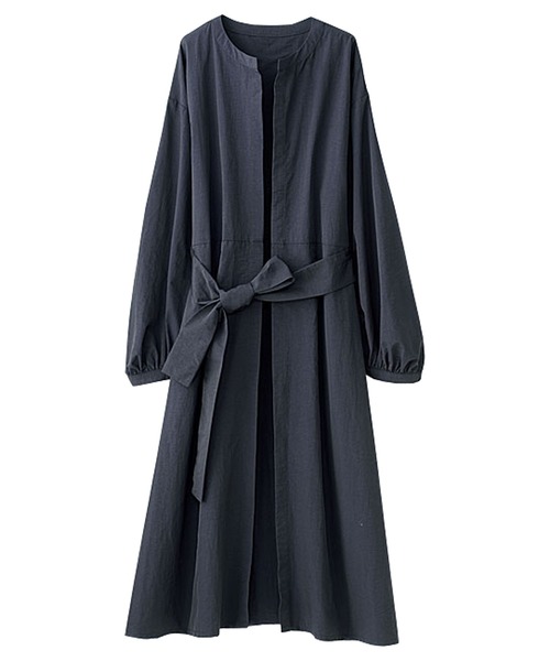 BELLUNA（ベルーナ）の「ベルト付タック使いロングガウンコート（その他アウター・レディース・ネイビー/グレイッシュベージュ/オリーブ・LARGE/MEDIUM/X-LARGE）」の6枚目の写真