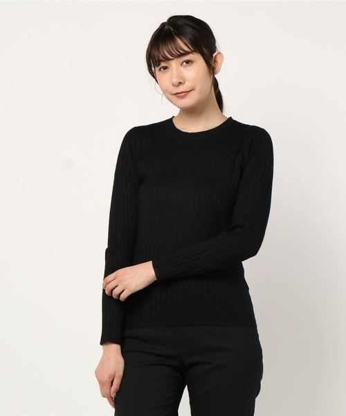 AMERICAN HOLIC(アメリカンホリック)の「ベーシックリブニットプルオーバー *●(ニット/セーター・レディース・ブラック/ベージュ/ネイビー/その他7/ブラック系その他4/アイボリー/ピンク/グリーン・M/L)」の2枚目の写真