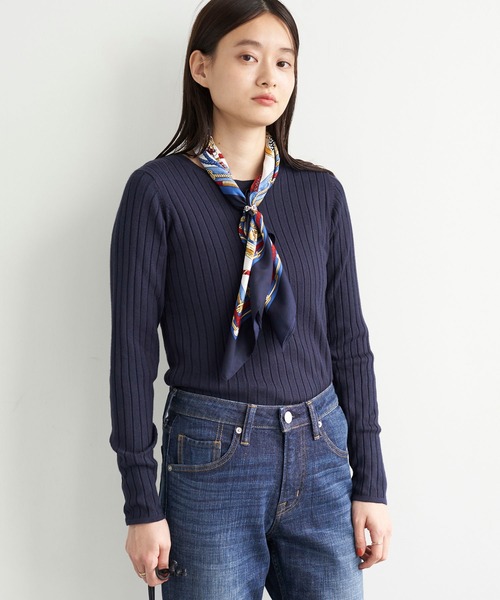 AMERICAN HOLIC(アメリカンホリック)の「ベーシックリブニットプルオーバー *●(ニット/セーター・レディース・ブラック/ベージュ/ネイビー/その他7/ブラック系その他4/アイボリー/ピンク/グリーン・M/L)」の6枚目の写真