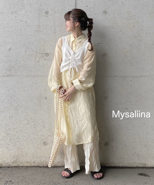 Mysa&Liina（ミーサリーナ）の「2WAYスラブニットビスチェ（ベスト・レディース・ブラック/ベージュ/ブラウン/オフホワイト/ダークブラウン/ワイン/ブルー/ピンク/グリーン/オレンジ/ラベンダー・M）」の13枚目の写真