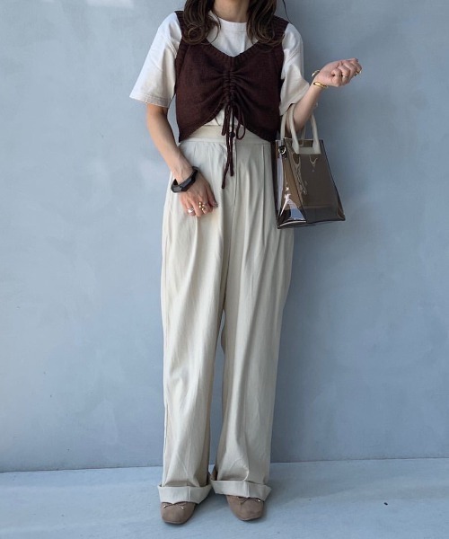 Mysa&Liina（ミーサリーナ）の「2WAYスラブニットビスチェ（ベスト・レディース・ブラック/ベージュ/ブラウン/オフホワイト/ダークブラウン/ワイン/ブルー/ピンク/グリーン/オレンジ/ラベンダー・M）」の19枚目の写真