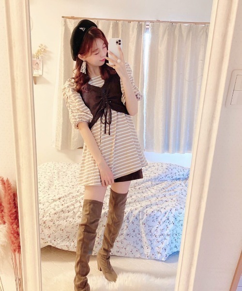 Mysa&Liina（ミーサリーナ）の「2WAYスラブニットビスチェ（ベスト・レディース・ブラック/ベージュ/ブラウン/オフホワイト/ダークブラウン/ワイン/ブルー/ピンク/グリーン/オレンジ/ラベンダー・M）」の17枚目の写真