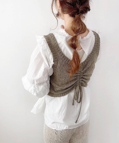 Mysa&Liina（ミーサリーナ）の「2WAYスラブニットビスチェ（ベスト・レディース・ブラック/ベージュ/ブラウン/オフホワイト/ダークブラウン/ワイン/ブルー/ピンク/グリーン/オレンジ/ラベンダー・M）」の22枚目の写真