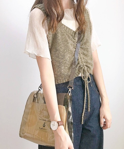 Mysa&Liina（ミーサリーナ）の「2WAYスラブニットビスチェ（ベスト・レディース・ブラック/ベージュ/ブラウン/オフホワイト/ダークブラウン/ワイン/ブルー/ピンク/グリーン/オレンジ/ラベンダー・M）」の20枚目の写真