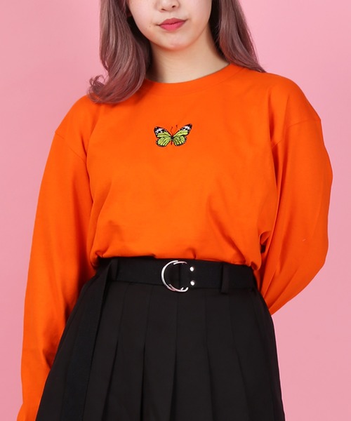 WC（ダブル シー）の「WC/バタフライ刺繍ロンT（Tシャツ/カットソー・レディース・ブラック/ピンク/オレンジ/ブルー/ホワイト・FREE）」の5枚目の写真