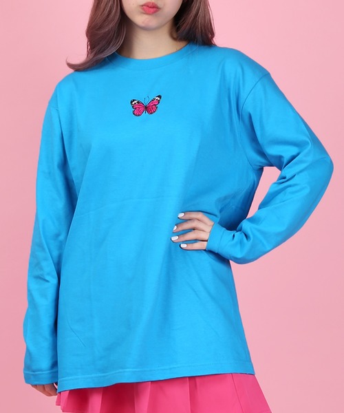WC（ダブル シー）の「WC/バタフライ刺繍ロンT（Tシャツ/カットソー・レディース・ブラック/ピンク/オレンジ/ブルー/ホワイト・FREE）」の4枚目の写真