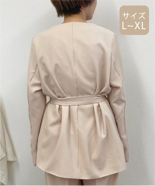 apres jour mignon(アプレジュールミニョン)の「【大きいサイズ】ノーカラ―ジャケット【ZOZOTOWN限定アイテム】(テーラードジャケット・レディース・ダークグリーン/ブラウン系その他/アイボリー・X-LARGE)」の8枚目の写真