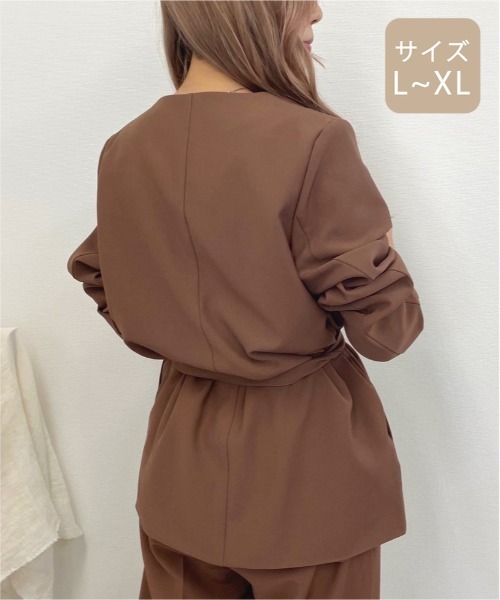 apres jour mignon(アプレジュールミニョン)の「【大きいサイズ】ノーカラ―ジャケット【ZOZOTOWN限定アイテム】(テーラードジャケット・レディース・ダークグリーン/ブラウン系その他/アイボリー・X-LARGE)」の18枚目の写真