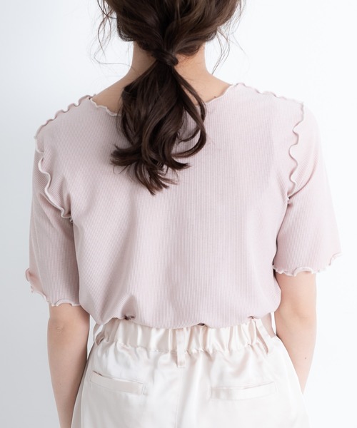 VANNIE U（ヴァニーユー）の「2WAYパイピングメロウ半袖TOPS（Tシャツ/カットソー・レディース・ホワイト/ブラック/ベージュ/ミント・FREE）」の18枚目の写真