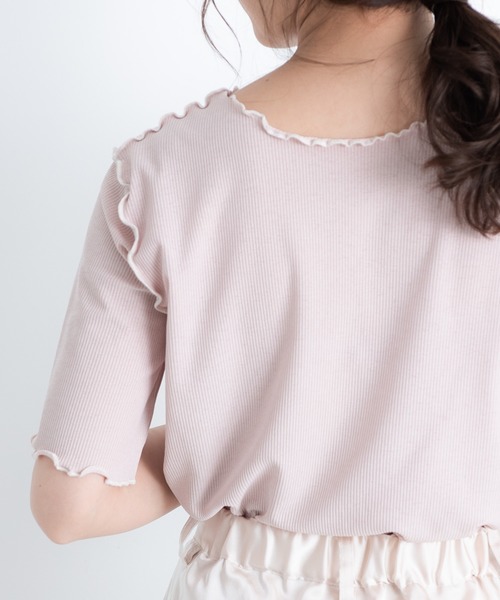 VANNIE U（ヴァニーユー）の「2WAYパイピングメロウ半袖TOPS（Tシャツ/カットソー・レディース・ホワイト/ブラック/ベージュ/ミント・FREE）」の22枚目の写真