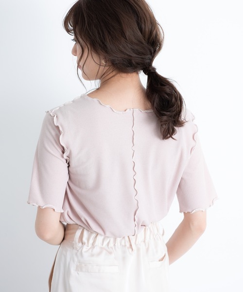 VANNIE U（ヴァニーユー）の「2WAYパイピングメロウ半袖TOPS（Tシャツ/カットソー・レディース・ホワイト/ブラック/ベージュ/ミント・FREE）」の20枚目の写真