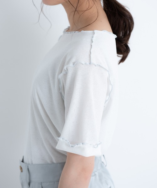 VANNIE U（ヴァニーユー）の「2WAYパイピングメロウ半袖TOPS（Tシャツ/カットソー・レディース・ホワイト/ブラック/ベージュ/ミント・FREE）」の15枚目の写真